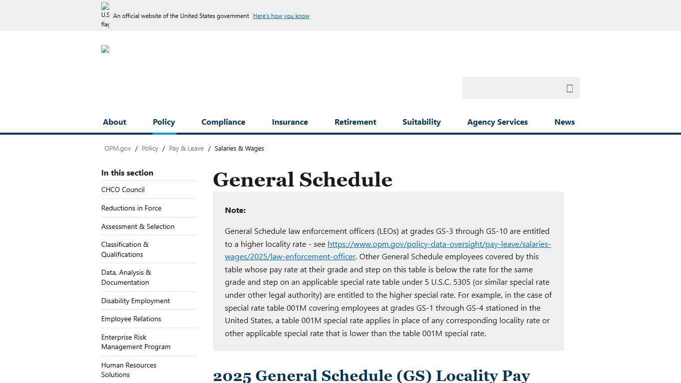 General Schedule